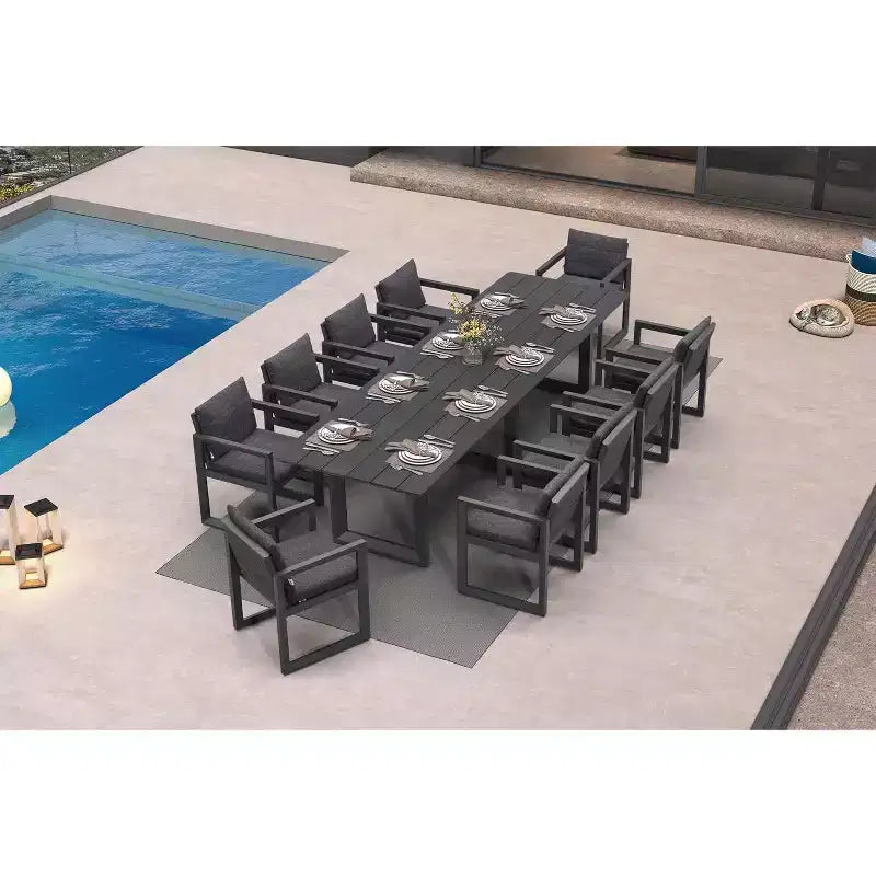 Ensemble de salle à manger d'extérieur PURPLE LEAF, ensemble de table et chaises de patio de luxe en aluminium avec coussin épais amovible