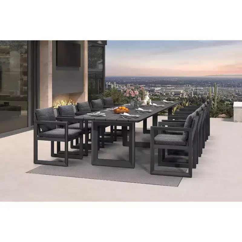 Ensemble de salle à manger d'extérieur PURPLE LEAF, ensemble de table et chaises de patio de luxe en aluminium avec coussin épais amovible