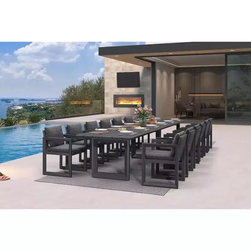 Ensemble de salle à manger d'extérieur PURPLE LEAF, ensemble de table et chaises de patio de luxe en aluminium avec coussin épais amovible