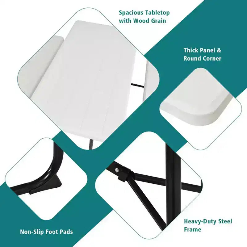 Set Tavolo da Picnic Pieghevole con Panca per Interni ed Esterni con Effetto Legno