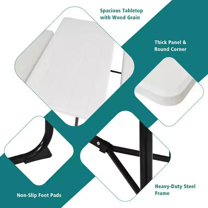 Set Tavolo da Picnic Pieghevole con Panca per Interni ed Esterni con Effetto Legno