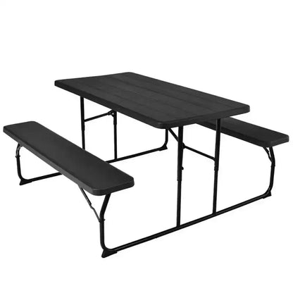 Set Tavolo da Picnic Pieghevole con Panca per Interni ed Esterni con Effetto Legno