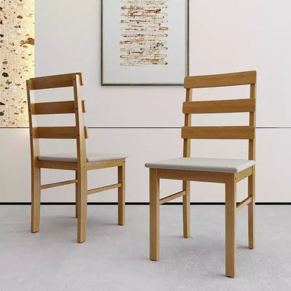 MAYEERTY Ensemble de 5 pièces table et chaises de salle à manger en bois massif, table rectangulaire couleur bois originale avec 4 chaises à dossier