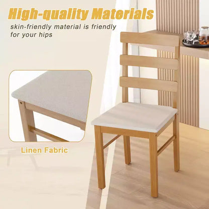 MAYEERTY Ensemble de 5 pièces table et chaises de salle à manger en bois massif, table rectangulaire couleur bois originale avec 4 chaises à dossier