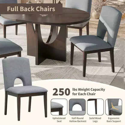 MAYEERTY Set da pranzo moderno e allungabile da 5 pezzi, con tavolo rotondo da 41,2 cm, per piccoli spazi, Espresso + Grigio