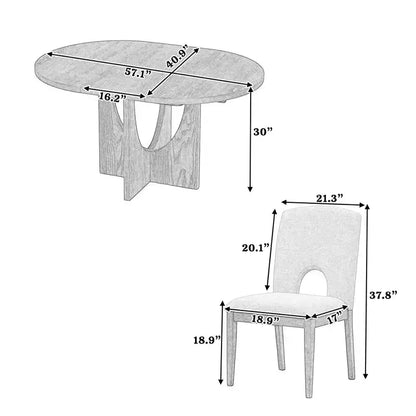 MAYEERTY Set da pranzo moderno e allungabile da 5 pezzi, con tavolo rotondo da 41,2 cm, per piccoli spazi, Espresso + Grigio