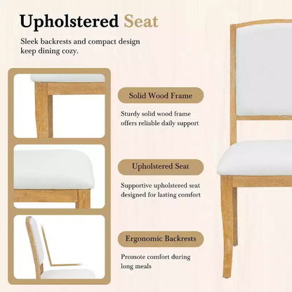 MAYEERTY Ensemble de table à manger ronde extensible 5 pièces style ferme, 16 rallonges amovibles, 4 chaises rembourrées pour 4 personnes, Espresso + Beige