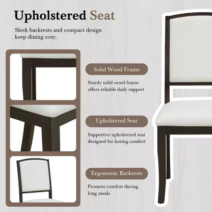 MAYEERTY Ensemble de table à manger ronde extensible 5 pièces style ferme, 16 rallonges amovibles, 4 chaises rembourrées pour 4 personnes, Espresso + Beige