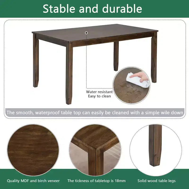 MAYEERTY Ensemble de salle à manger 6 pièces pour 6 personnes, Table rectangulaire en bois + 4 chaises rembourrées et banc, Gris