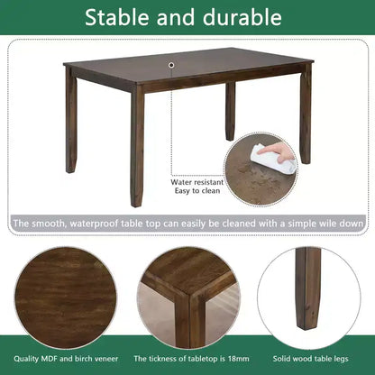 MAYEERTY Ensemble de salle à manger 6 pièces pour 6 personnes, Table rectangulaire en bois + 4 chaises rembourrées et banc, Gris