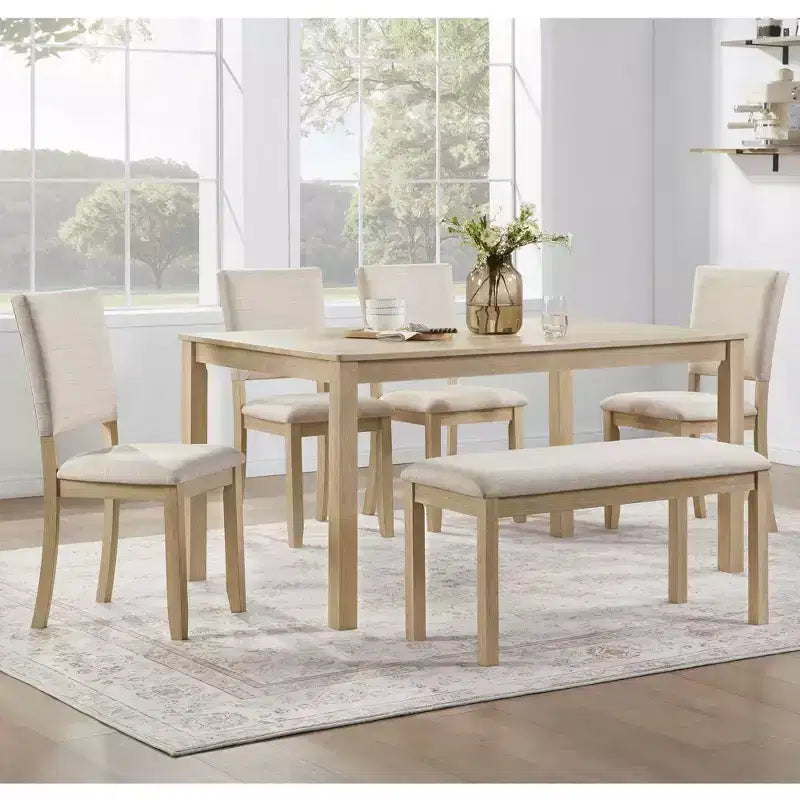 MAYEERTY Set da Pranzo Rotondo Moderno 5 Pezzi 47,3, 4 Sedie Imbottite, Nero Antico e Beige