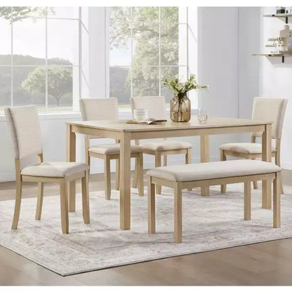MAYEERTY Set da Pranzo Rotondo Moderno 5 Pezzi 47,3, 4 Sedie Imbottite, Nero Antico e Beige