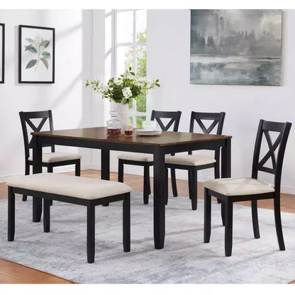 Ensemble de salle à manger moderne MAYEERTY 5 pièces, table en bois avec 4 chaises, bicolore gris et blanc