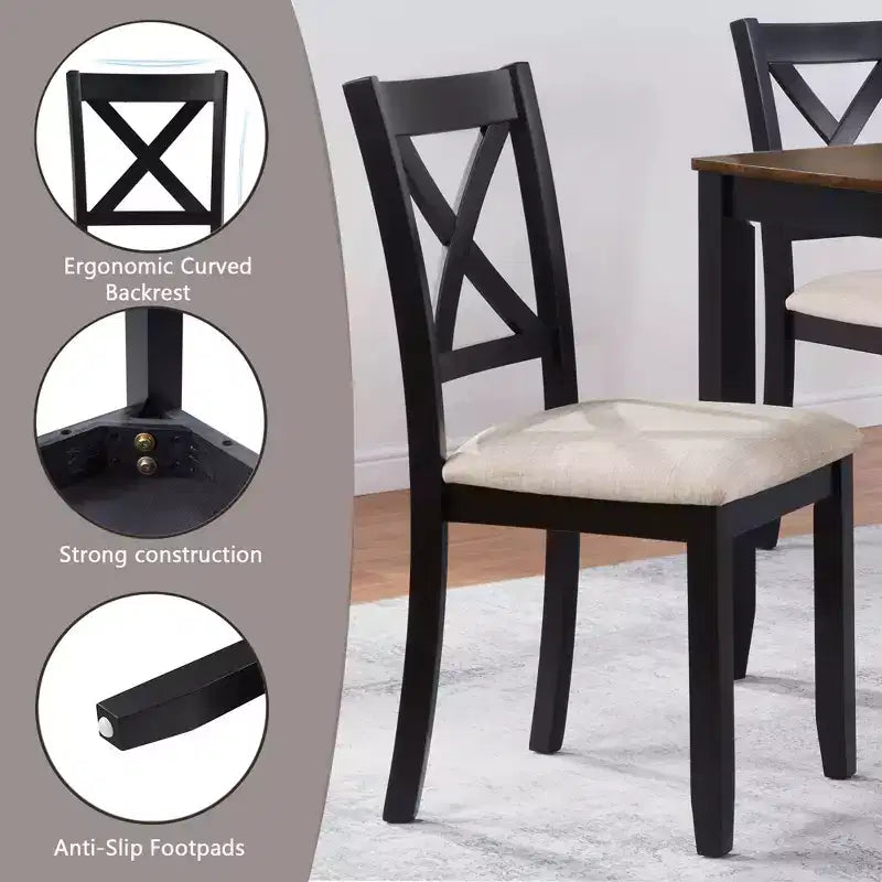 Ensemble de salle à manger moderne MAYEERTY 5 pièces, table en bois avec 4 chaises, bicolore gris et blanc