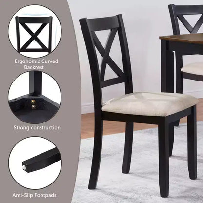Ensemble de salle à manger moderne MAYEERTY 5 pièces, table en bois avec 4 chaises, bicolore gris et blanc