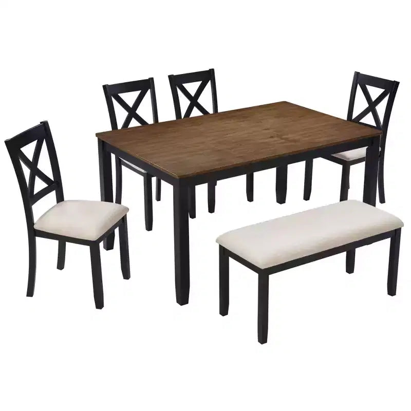 Ensemble de salle à manger moderne MAYEERTY 5 pièces, table en bois avec 4 chaises, bicolore gris et blanc