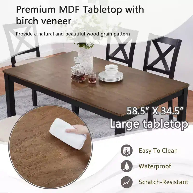 Ensemble de salle à manger moderne MAYEERTY 5 pièces, table en bois avec 4 chaises, bicolore gris et blanc