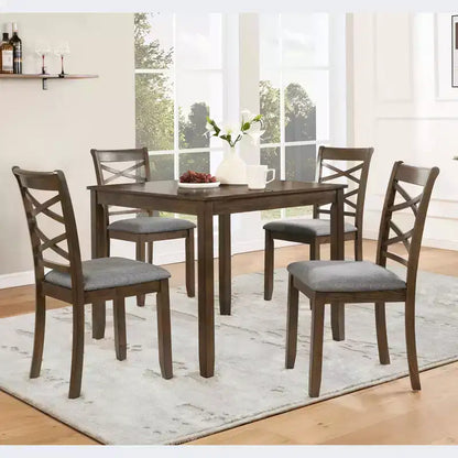 MAYEERTY Ensemble de salle à manger moderne élégant 5 pièces, table en bois avec 4 chaises pour 4 personnes, noyer