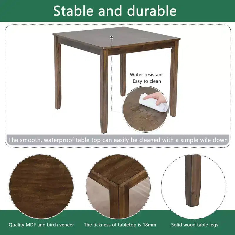 MAYEERTY Ensemble de salle à manger moderne élégant 5 pièces, table en bois avec 4 chaises pour 4 personnes, noyer