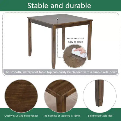 MAYEERTY Ensemble de salle à manger moderne élégant 5 pièces, table en bois avec 4 chaises pour 4 personnes, noyer