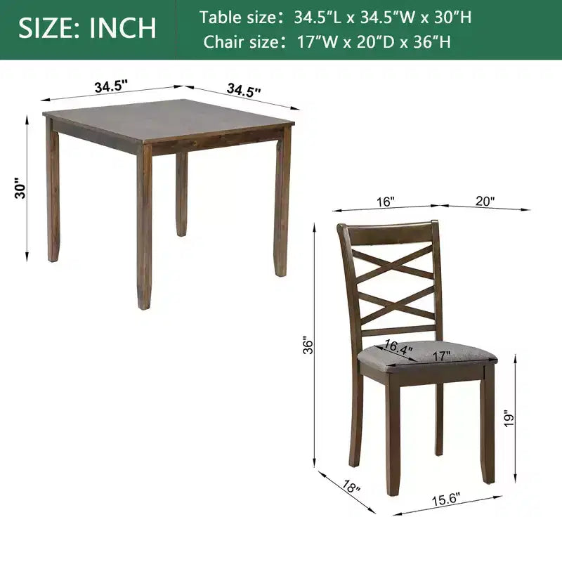 MAYEERTY Ensemble de salle à manger moderne élégant 5 pièces, table en bois avec 4 chaises pour 4 personnes, noyer