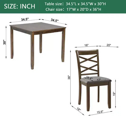 MAYEERTY Ensemble de salle à manger moderne élégant 5 pièces, table en bois avec 4 chaises pour 4 personnes, noyer