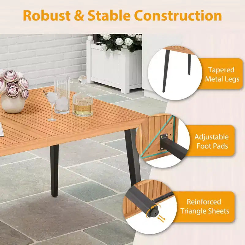Costway Ensemble de 7 chaises de salle à manger de patio avec plateau de table, trou de parasol de 1,97, coussin amovible Naturel + Marron mélangé + Noir