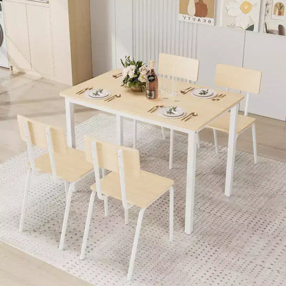 Set da pranzo per 4 persone, tavolo e sedie da cucina in 5 pezzi, set tavolo da pranzo rettangolare con 4 sedie, set tavolo da cucina salvaspazio