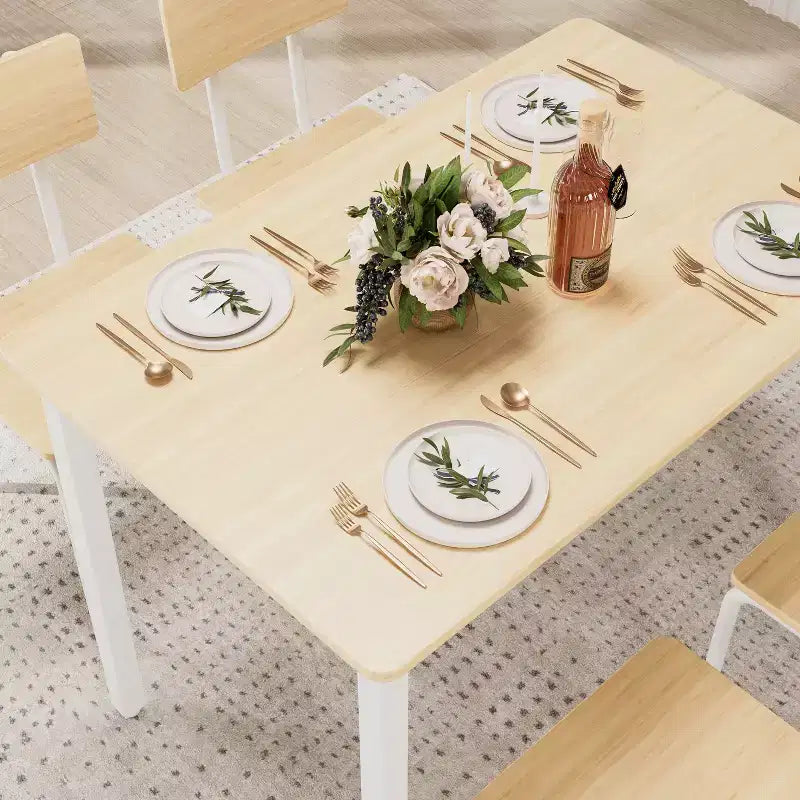 Set da pranzo per 4 persone, tavolo e sedie da cucina in 5 pezzi, set tavolo da pranzo rettangolare con 4 sedie, set tavolo da cucina salvaspazio
