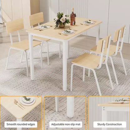 Set da pranzo per 4 persone, tavolo e sedie da cucina in 5 pezzi, set tavolo da pranzo rettangolare con 4 sedie, set tavolo da cucina salvaspazio