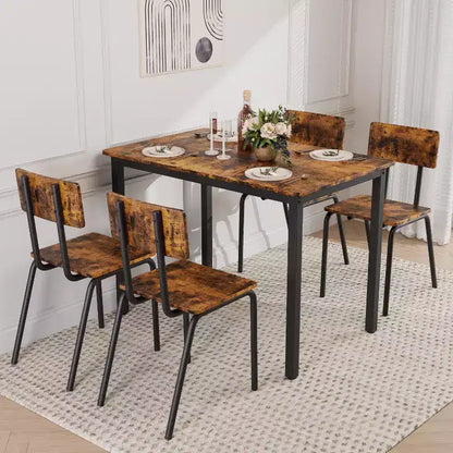 Set da pranzo per 4 persone, tavolo e sedie da cucina in 5 pezzi, set tavolo da pranzo rettangolare con 4 sedie, set tavolo da cucina salvaspazio