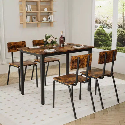 Set da pranzo per 4 persone, tavolo e sedie da cucina in 5 pezzi, set tavolo da pranzo rettangolare con 4 sedie, set tavolo da cucina salvaspazio