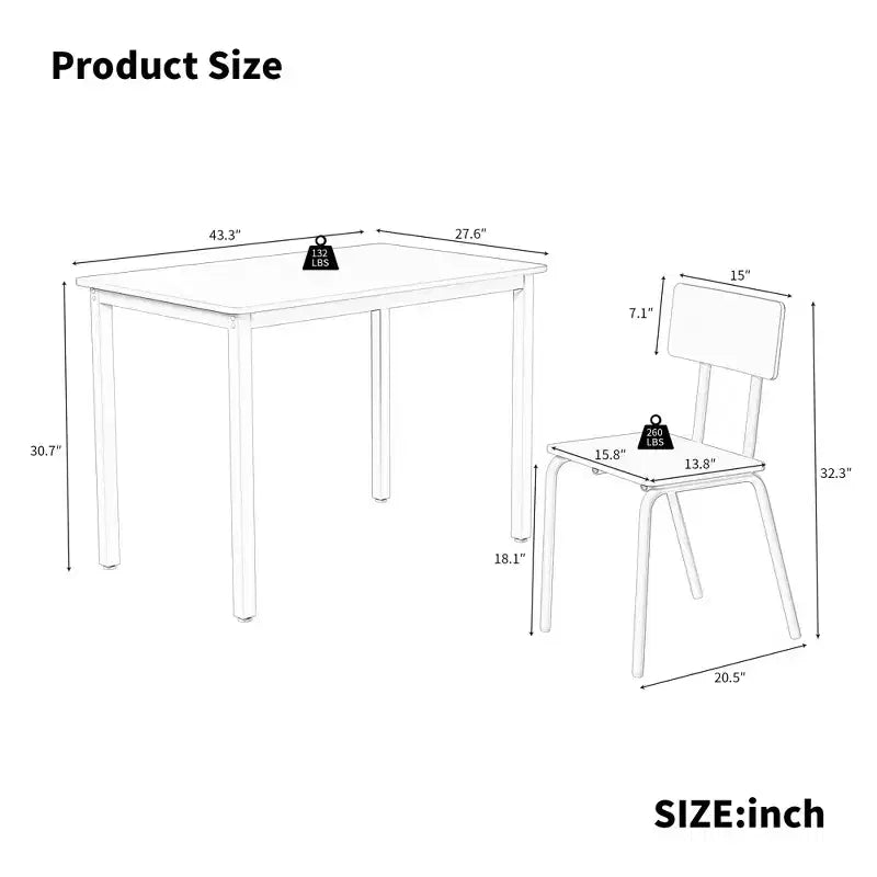 Set da pranzo per 4 persone, tavolo e sedie da cucina in 5 pezzi, set tavolo da pranzo rettangolare con 4 sedie, set tavolo da cucina salvaspazio