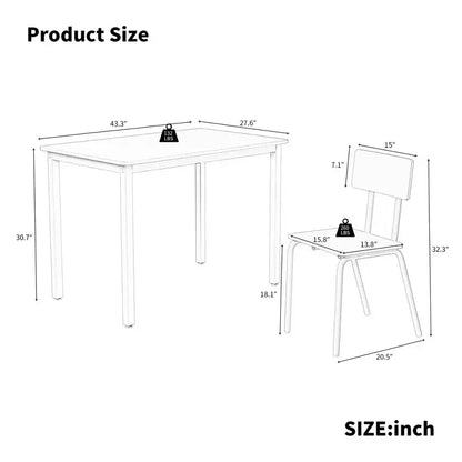 Set da pranzo per 4 persone, tavolo e sedie da cucina in 5 pezzi, set tavolo da pranzo rettangolare con 4 sedie, set tavolo da cucina salvaspazio