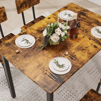 Set da pranzo per 4 persone, tavolo e sedie da cucina in 5 pezzi, set tavolo da pranzo rettangolare con 4 sedie, set tavolo da cucina salvaspazio