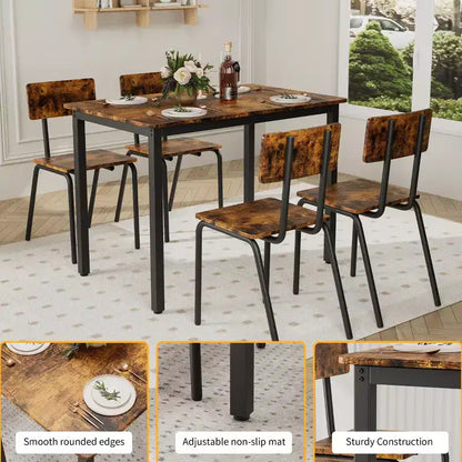Set da pranzo per 4 persone, tavolo e sedie da cucina in 5 pezzi, set tavolo da pranzo rettangolare con 4 sedie, set tavolo da cucina salvaspazio
