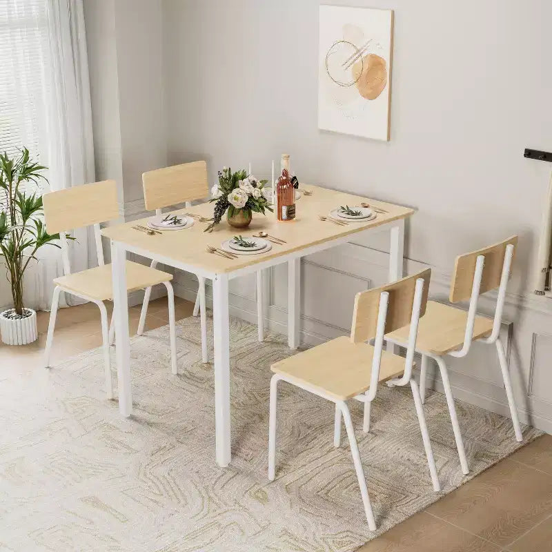 Set da pranzo per 4 persone, tavolo e sedie da cucina in 5 pezzi, set tavolo da pranzo rettangolare con 4 sedie, set tavolo da cucina salvaspazio