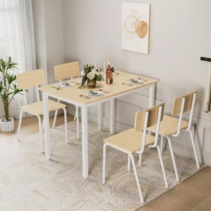 Set da pranzo per 4 persone, tavolo e sedie da cucina in 5 pezzi, set tavolo da pranzo rettangolare con 4 sedie, set tavolo da cucina salvaspazio