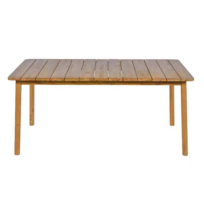 Ensemble de salle à manger d'extérieur 7 pièces, mobilier de jardin avec 6 chaises en osier et 1 table à manger finition teck, plateau en bois d'acacia - ModernLuxe