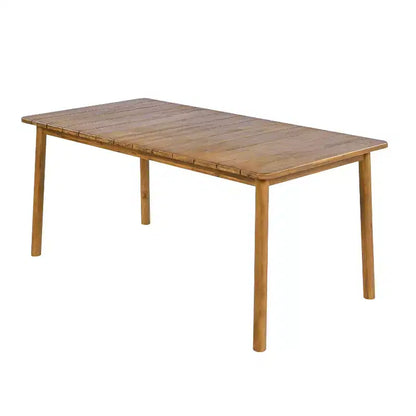 Ensemble de salle à manger d'extérieur 7 pièces, mobilier de jardin avec 6 chaises en osier et 1 table à manger finition teck, plateau en bois d'acacia - ModernLuxe