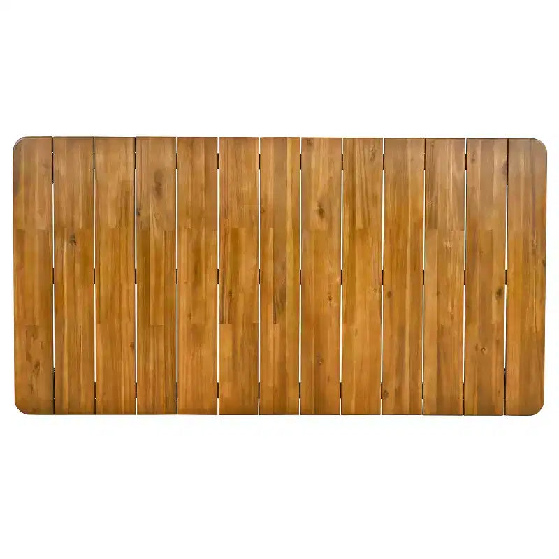 Ensemble de salle à manger d'extérieur 7 pièces, mobilier de jardin avec 6 chaises en osier et 1 table à manger finition teck, plateau en bois d'acacia - ModernLuxe