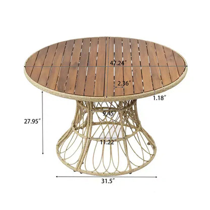 Christopher Knight Home Nan - Ensemble de salle à manger extérieur 5 pièces en bois d'acacia de style rustique avec 4 fauteuils en osier