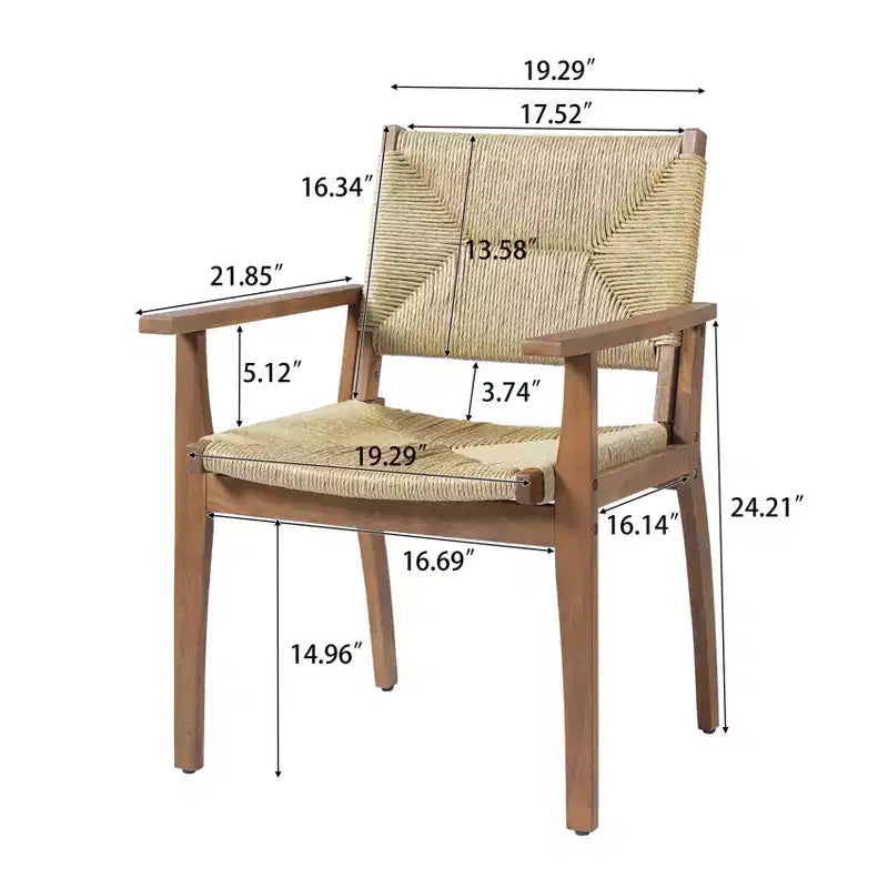 Christopher Knight Home Nan - Ensemble de salle à manger extérieur 5 pièces en bois d'acacia de style rustique avec 4 fauteuils en osier