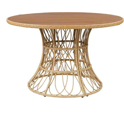 Christopher Knight Home Nan - Ensemble de salle à manger extérieur 5 pièces en bois d'acacia de style rustique avec 4 fauteuils en osier