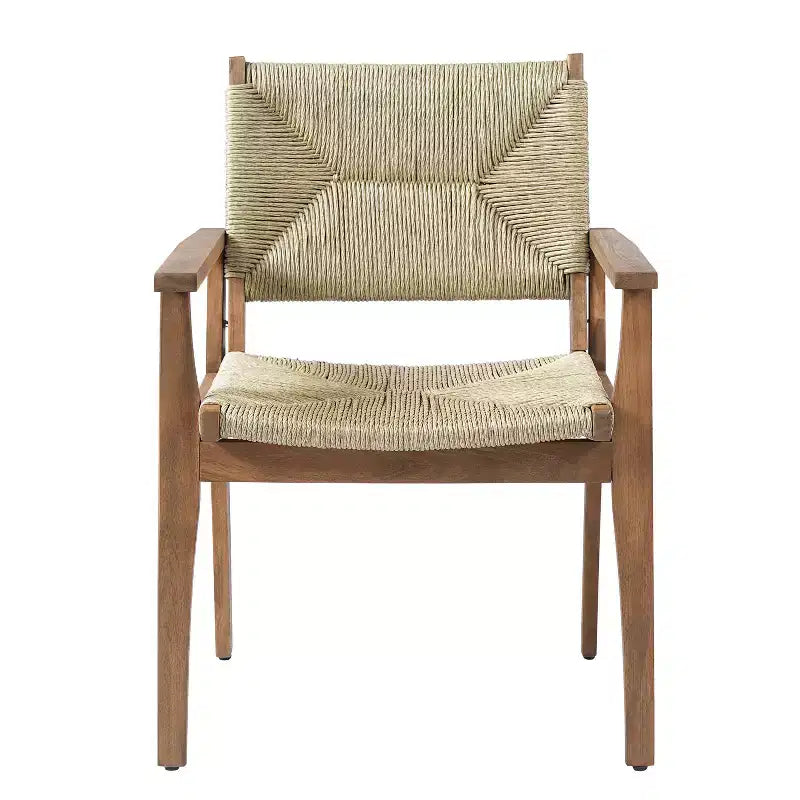 Christopher Knight Home Nan - Ensemble de salle à manger extérieur 5 pièces en bois d'acacia de style rustique avec 4 fauteuils en osier