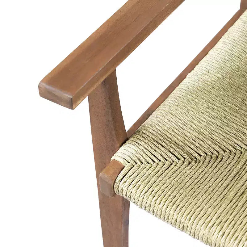 Christopher Knight Home Nan - Ensemble de salle à manger extérieur 5 pièces en bois d'acacia de style rustique avec 4 fauteuils en osier