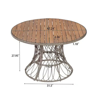 Christopher Knight Home Nan - Ensemble de salle à manger extérieur 5 pièces en bois d'acacia de style rustique avec 4 fauteuils en osier