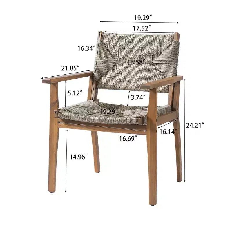 Christopher Knight Home Nan - Ensemble de salle à manger extérieur 5 pièces en bois d'acacia de style rustique avec 4 fauteuils en osier