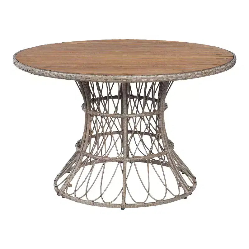 Christopher Knight Home Nan - Ensemble de salle à manger extérieur 5 pièces en bois d'acacia de style rustique avec 4 fauteuils en osier