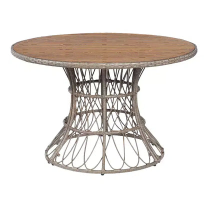 Christopher Knight Home Nan - Ensemble de salle à manger extérieur 5 pièces en bois d'acacia de style rustique avec 4 fauteuils en osier